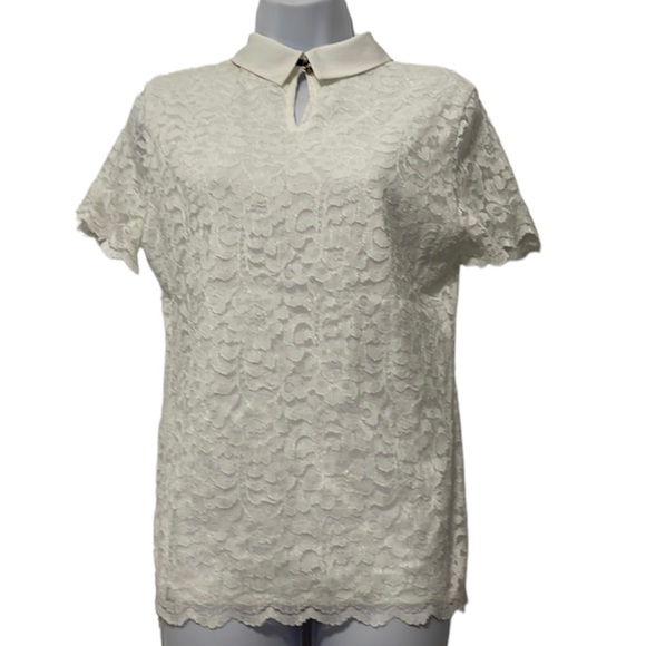 Karl Lagerfeld Paris Lace white Collar Blouse Size S. - Picture 5 of 16